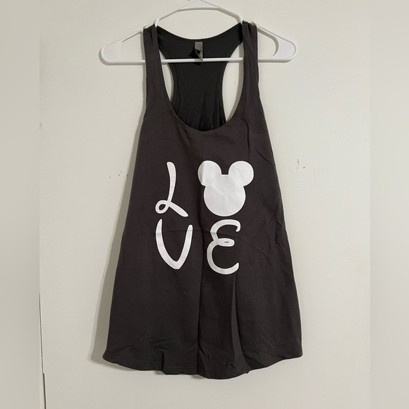 Next Level Apparel Tops - Disney Mickey Love Tank Top Charcoal Grey/White Women’s Large